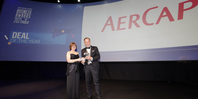 Peter Juhas, CFO of AerCap, accepting the Deal of the Year Award.