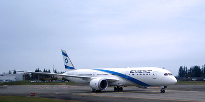 EL AL Israel Airlines' new Boeing 787-9 Dreamliner aircraft on the runway.